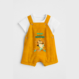 Blessed By Maa Durga - Customized Dungaree Set For kids - CHROME YELLOW - 0 - 5 Months Old (Chest 18")