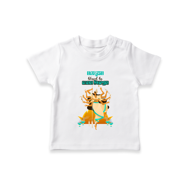 Blessed By Maa Durga - Customized T-Shirt For kids - WHITE - 0-5 Months Old (Chest 17")