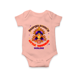 Durga Maa's Little Warrior - Customized Romper For kids - PEACH - 0 - 3 Months Old (Chest 16")