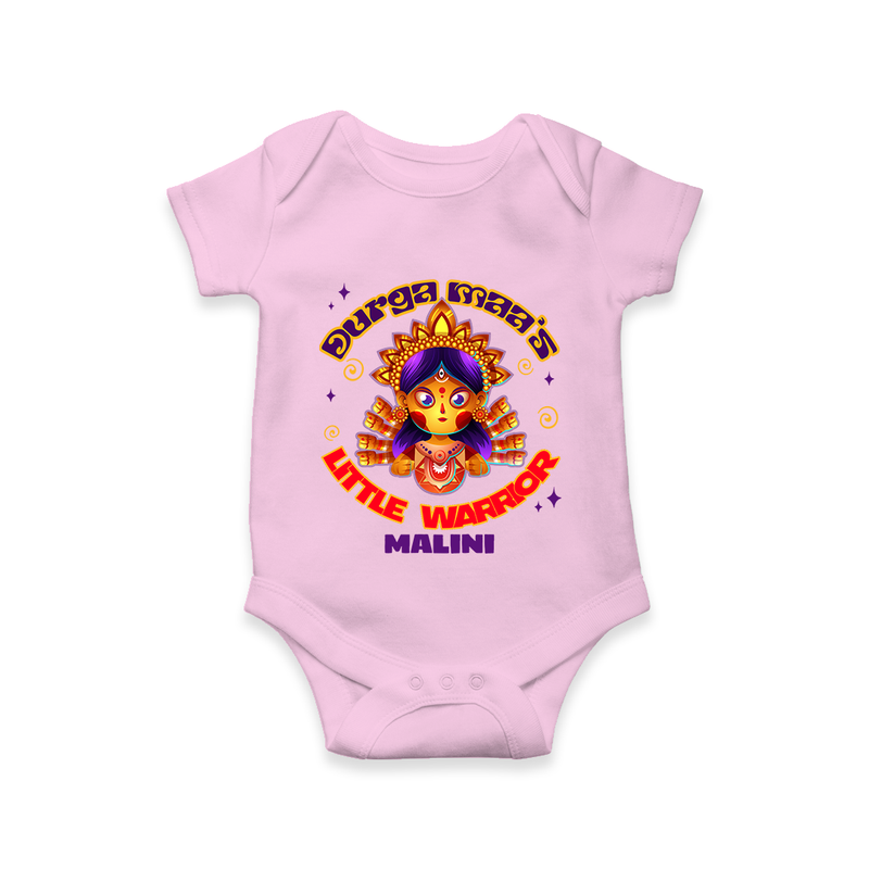 Durga Maa's Little Warrior - Customized Romper For kids - PINK - 0 - 3 Months Old (Chest 16")