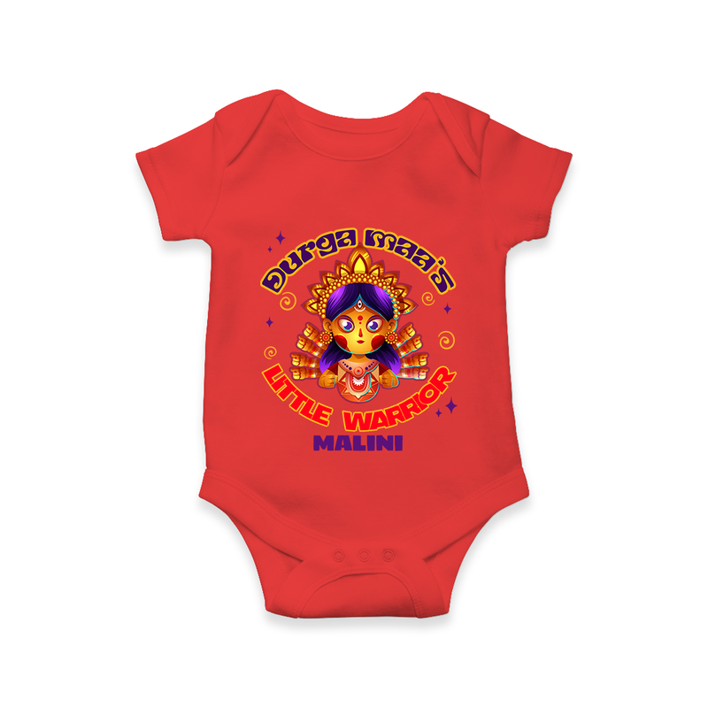 Durga Maa's Little Warrior - Customized Romper For kids - RED - 0 - 3 Months Old (Chest 16")