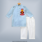 Shubh Navaratri - Customized Kurta Set For kids - SKY BLUE - 3-6 Month Old (Chest 24", Kurta Length 14'', Waist 19", Pant Length 14")