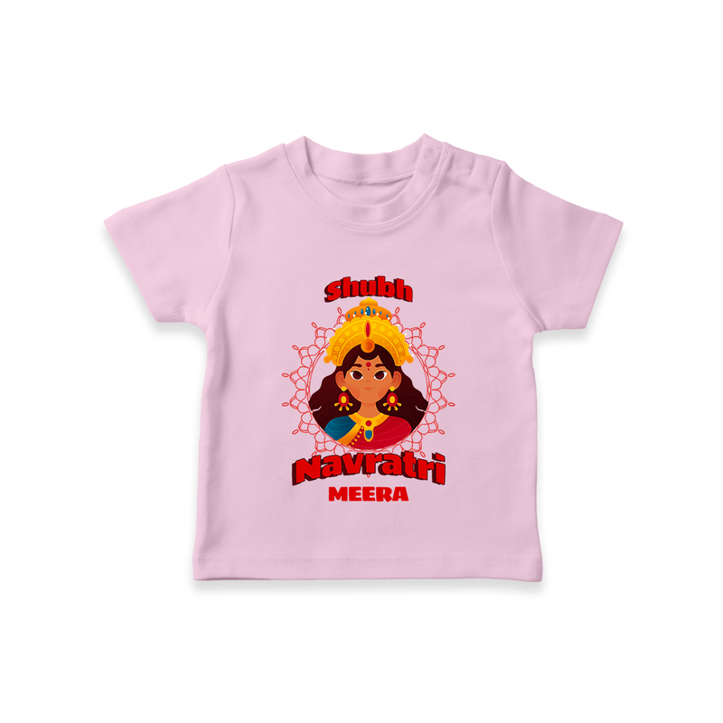 Shubh Navaratri - Customized T-Shirt For kids - PINK - 0-5 Months Old (Chest 17")