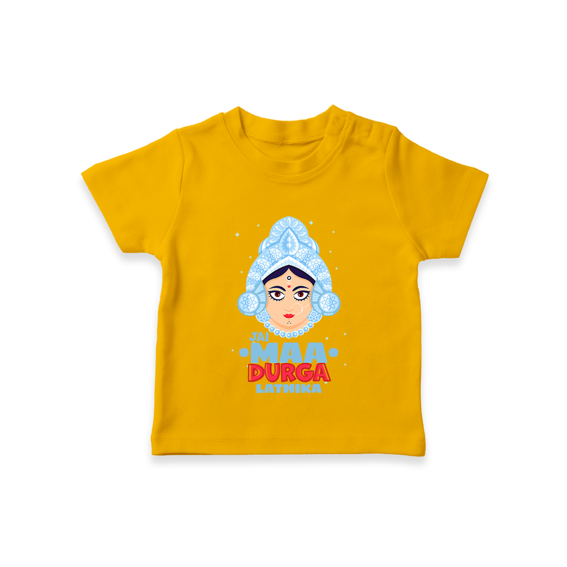 Jai Maa Durga - Customized T-Shirt For kids - CHROME YELLOW - 0-5 Months Old (Chest 17")