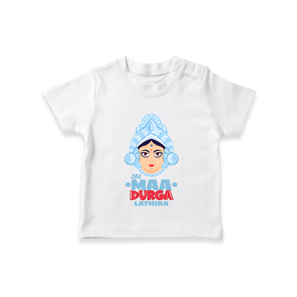 Jai Maa Durga - Customized T-Shirt For kids - WHITE - 0-5 Months Old (Chest 17")