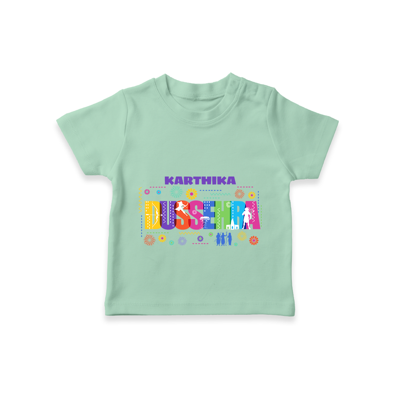 Dussehra Vibe Started - Customized T-Shirt For kids - MINT GREEN - 0-5 Months Old (Chest 17")