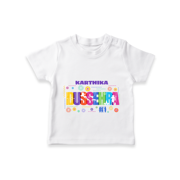 Dussehra Vibe Started - Customized T-Shirt For kids - WHITE - 0-5 Months Old (Chest 17")