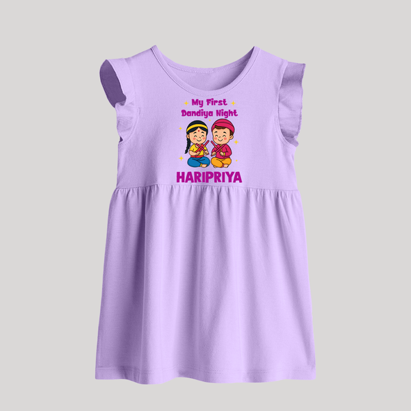 My First Dandiya Night Personalized Baby Frock - LILAC - 0 - 3 Months Old (Chest 17")