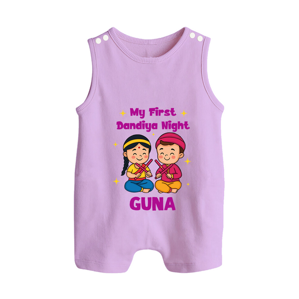 My First Dandiya Night Romper suit/sleeveless romper | Personalized Baby Romper suit/sleeveless romper for Navratri - LILAC - 0 - 5 Months Old (Chest 18")
