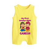 My First Dandiya Night Personalized Button Romper - PASTEL YELLOW - New Born (Chest 18")