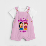 My First Dandiya Night Dungaree set | Personalized Baby Dungaree set for Navratri - BABY PINK - 0 - 5 Months Old (Chest 18")