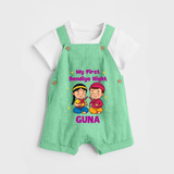 My First Dandiya Night Dungaree set | Personalized Baby Dungaree set for Navratri - GREEN - 0 - 5 Months Old (Chest 18")