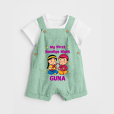 My First Dandiya Night Dungaree set | Personalized Baby Dungaree set for Navratri - MINT GREEN - 0 - 5 Months Old (Chest 18")