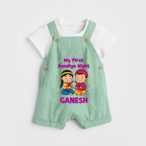 My First Dandiya Night Personalized Dungaree - MINT GREEN - 0 - 5 Months Old (Chest 18")