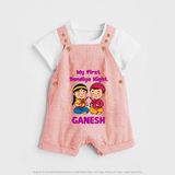 My First Dandiya Night Personalized Dungaree - PEACH - 0 - 5 Months Old (Chest 18")