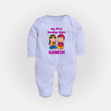 My First Dandiya Night Personalized Full Body Suit - BABY BLUE - New Born (Chest 7.5")