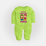 My First Dandiya Night Personalized Full Body Suit - LIME GREEN - New Born (Chest 7.5")