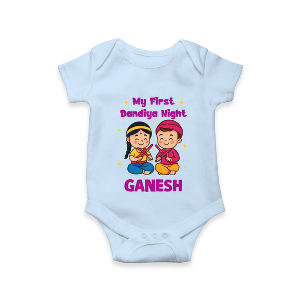 My First Dandiya Night Personalized Romper - BABY BLUE - New Born (Chest 14")