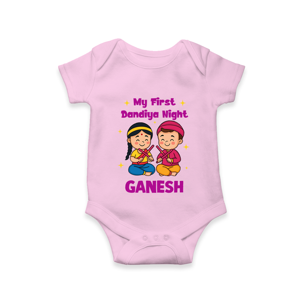 My First Dandiya Night Personalized Romper - BABY PINK - New Born (Chest 14")