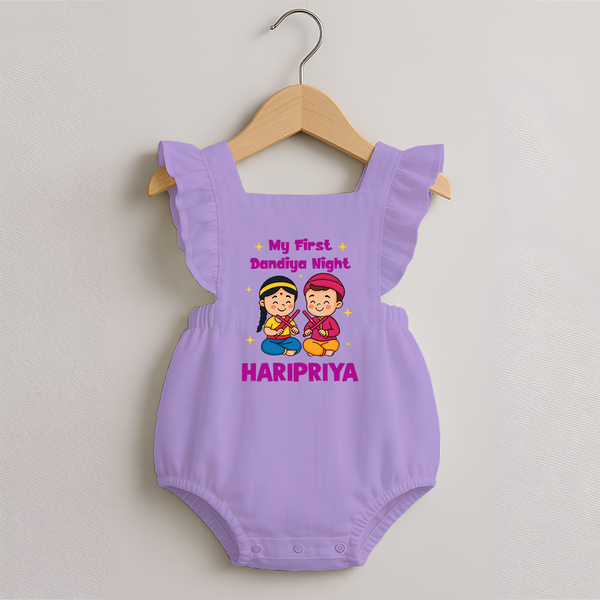 My First Dandiya Night Personalized Romper Frock - LILAC - 0 - 3 Months Old (Chest 19")