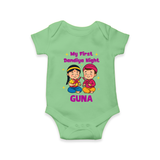 My First Dandiya Night Romper/Onesie | Personalized Baby Romper/Onesie for Navratri - GREEN - New Born (Chest 14")