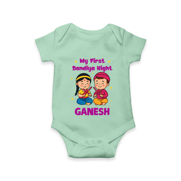 My First Dandiya Night Personalized Romper - MINT GREEN - New Born (Chest 14")