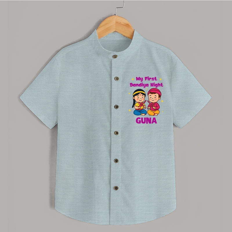 My First Dandiya Night Shirt | Personalized Baby Shirt for Navratri - ARCTIC BLUE - 0 - 6 Months Old (Chest 23")