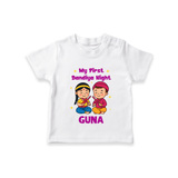My First Dandiya Night T-shirt | Personalized Baby T-shirt for Navratri - WHITE - 0-5 Months Old (Chest 17")