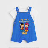 My First Dandiya Night Dungaree set | Personalized Baby Dungaree set for Navratri - COBALT BLUE - 0 - 5 Months Old (Chest 18")