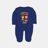 My First Dandiya Night Sleep suit/full sleeve body suit | Personalized Baby Sleep suit/full sleeve body suit for Navratri - NAVY BLUE - New Born (Chest 7.5")