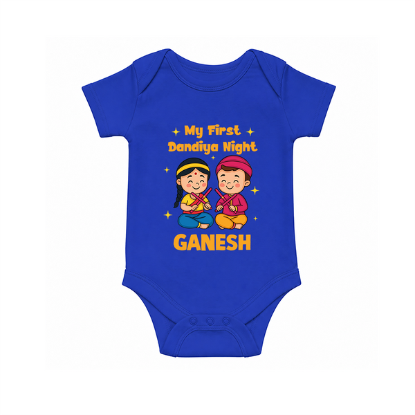 My First Dandiya Night Personalized Romper - COBALT BLUE - New Born (Chest 14")