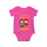 My First Dandiya Night Personalized Romper - HOT PINK - New Born (Chest 14")