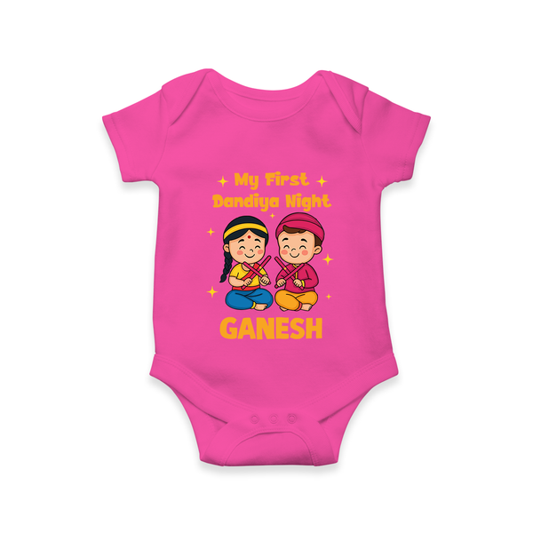 My First Dandiya Night Personalized Romper - HOT PINK - New Born (Chest 14")