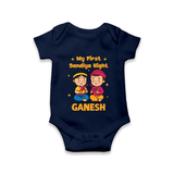 My First Dandiya Night Personalized Romper - NAVY BLUE - New Born (Chest 14")