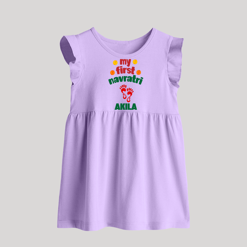 My First Navratri Baby frock | Custom Baby frock for Festival Celebration - LILAC - 0 - 3 Months Old (Chest 17")