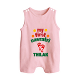 My First Navratri Romper suit/sleeveless romper | Custom Baby Romper suit/sleeveless romper for Festival Celebration - BABY PINK - 0 - 5 Months Old (Chest 18")