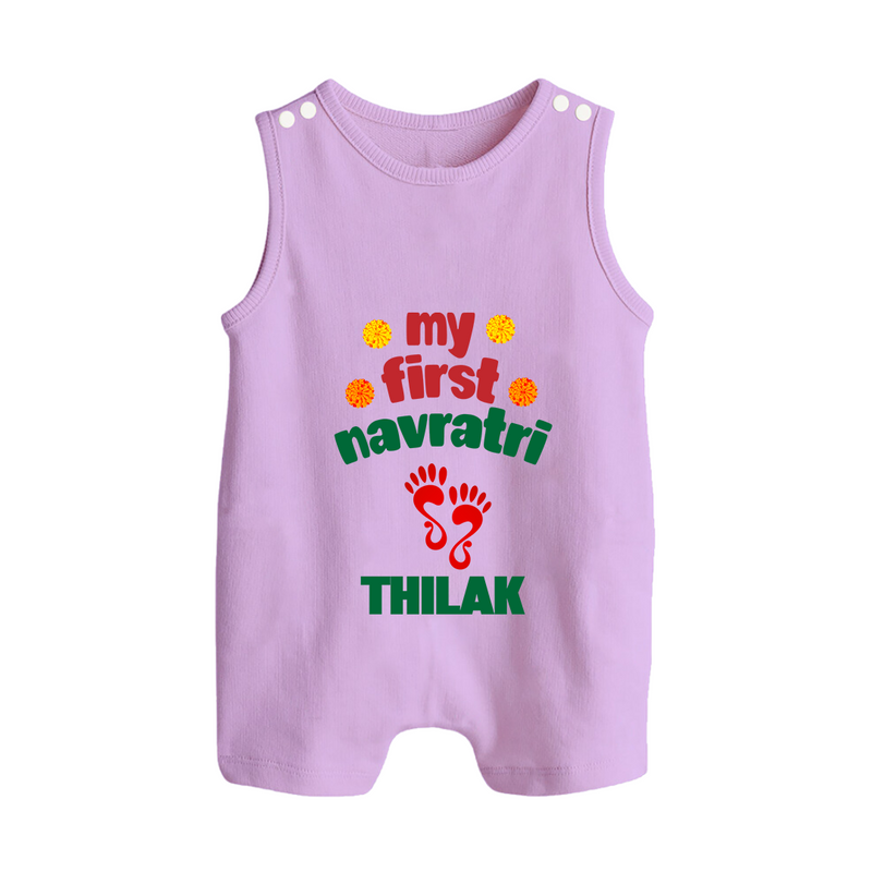 My First Navratri Romper suit/sleeveless romper | Custom Baby Romper suit/sleeveless romper for Festival Celebration - LILAC - 0 - 5 Months Old (Chest 18")