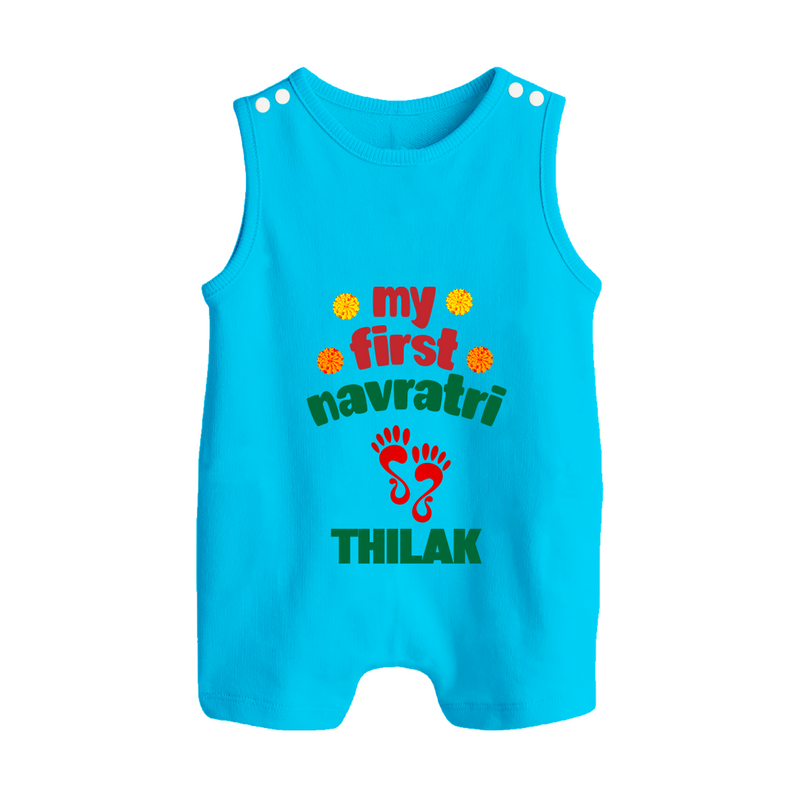 My First Navratri Romper suit/sleeveless romper | Custom Baby Romper suit/sleeveless romper for Festival Celebration - SKY BLUE - 0 - 5 Months Old (Chest 18")