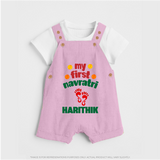 My First Navratri Footprint Personalized Dungaree - BABY PINK - 0 - 5 Months Old (Chest 18")
