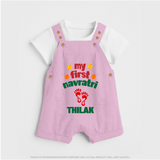 My First Navratri Dungaree set | Custom Baby Dungaree set for Festival Celebration - BABY PINK - 0 - 5 Months Old (Chest 18")