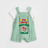 My First Navratri Dungaree set | Custom Baby Dungaree set for Festival Celebration - MINT GREEN - 0 - 5 Months Old (Chest 18")