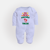 My First Navratri Sleep suit/full sleeve body suit | Custom Baby Sleep suit/full sleeve body suit for Festival Celebration - BABY BLUE - New Born (Chest 7.5")