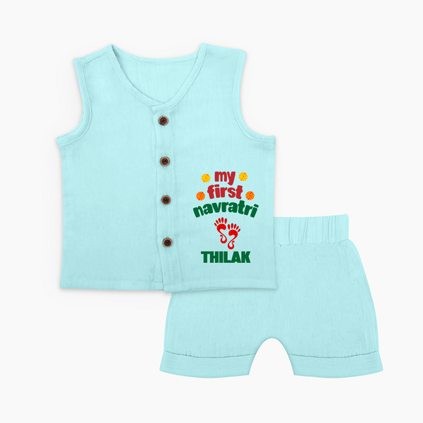 My First Navratri Jabla Set | Custom Baby Jabla Set for Festival Celebration - BABY BLUE - 0 - 3 Months Old (Chest 9.8")