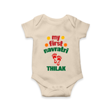 My First Navratri Romper/Onesie | Custom Baby Romper/Onesie for Festival Celebration - IVORY - New Born (Chest 14")