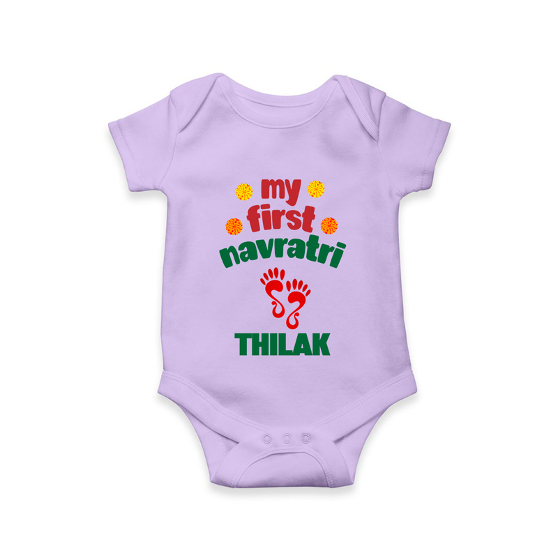 My First Navratri Romper/Onesie | Custom Baby Romper/Onesie for Festival Celebration - LILAC - New Born (Chest 14")