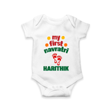 My First Navratri Footprint Personalized Romper - WHITE - New Born (Chest 14")