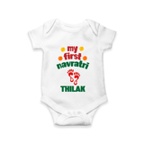 My First Navratri Romper/Onesie | Custom Baby Romper/Onesie for Festival Celebration - WHITE - New Born (Chest 14")