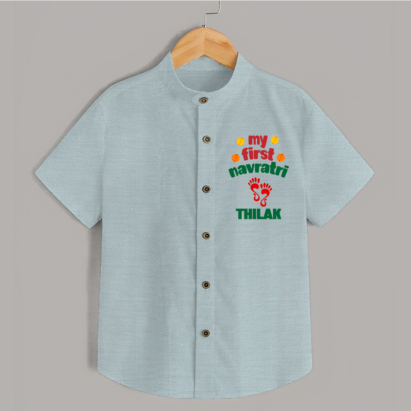 My First Navratri Shirt | Custom Baby Shirt for Festival Celebration - ARCTIC BLUE - 0 - 6 Months Old (Chest 23")