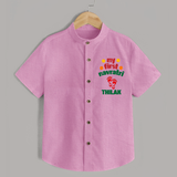 My First Navratri Shirt | Custom Baby Shirt for Festival Celebration - BABY PINK - 0 - 6 Months Old (Chest 23")