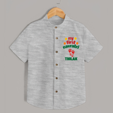 My First Navratri Shirt | Custom Baby Shirt for Festival Celebration - GREY - 0 - 6 Months Old (Chest 23")